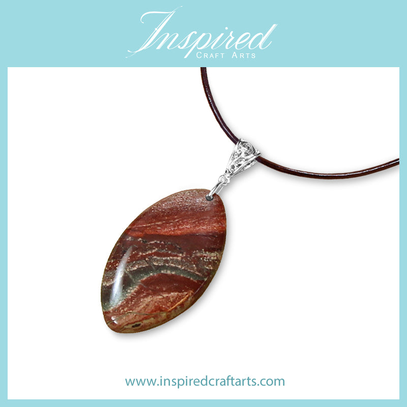 Red Rainbow Jasper Marquise pendant necklace | InspiredCraftArts