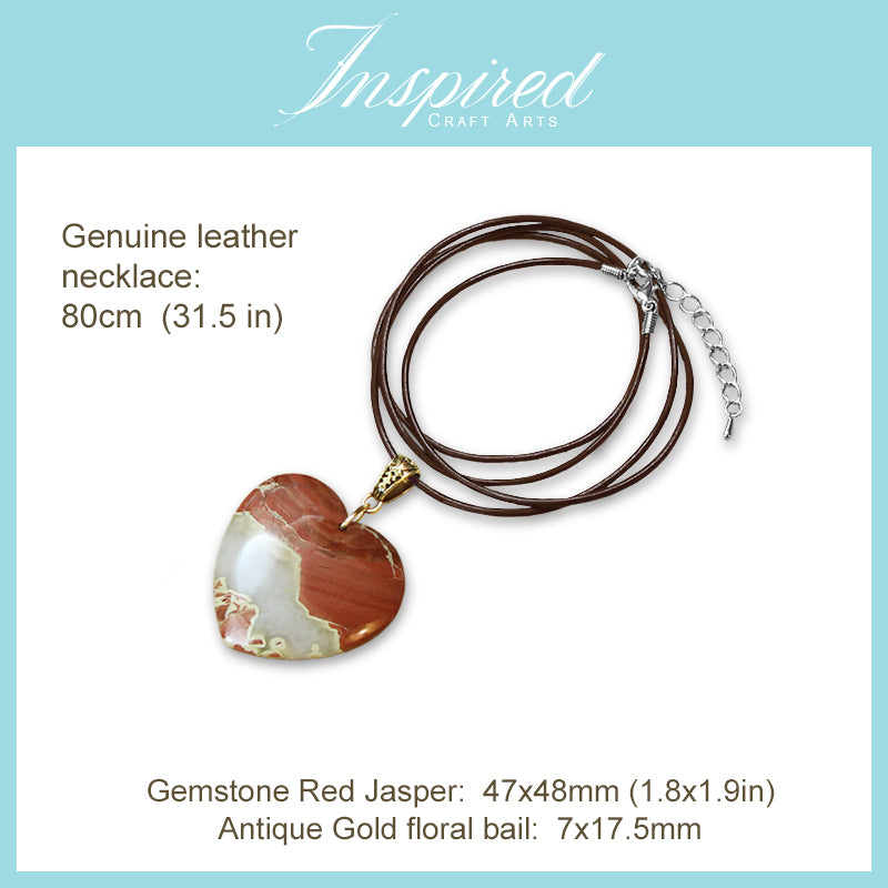 Red Jasper Heart pendant necklace | InspiredCraftArts