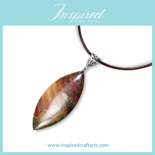Red Picasso Jasper Marquise pendant necklace | InspiredCraftArts