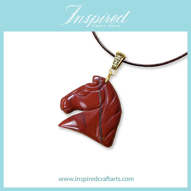 Red Jasper Horse Head pendant necklace | InspiredCraftArts
