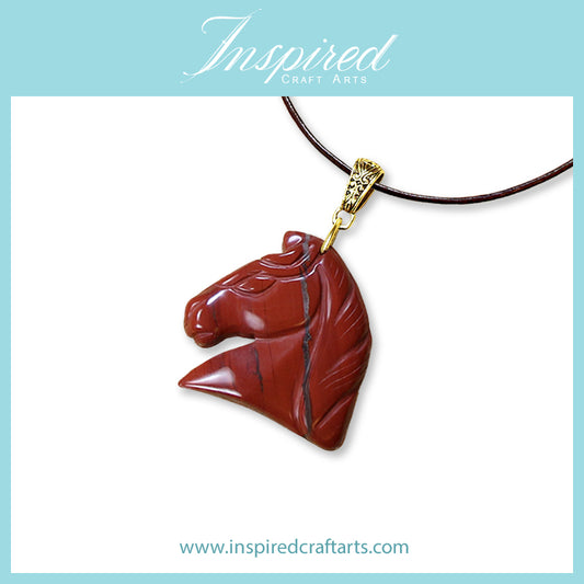 Red Jasper Horse Head pendant necklace | InspiredCraftArts