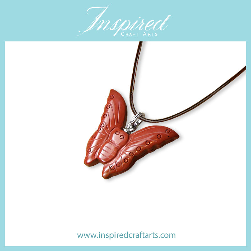 Red Flame Jasper Butterfly pendant necklace | InspiredCraftArts
