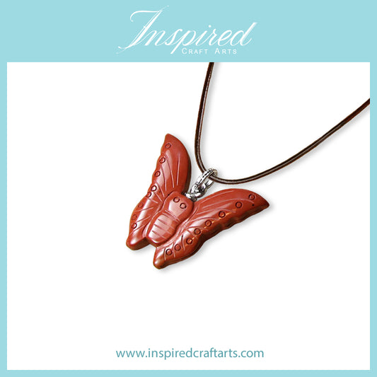 Red Flame Jasper Butterfly pendant necklace | InspiredCraftArts