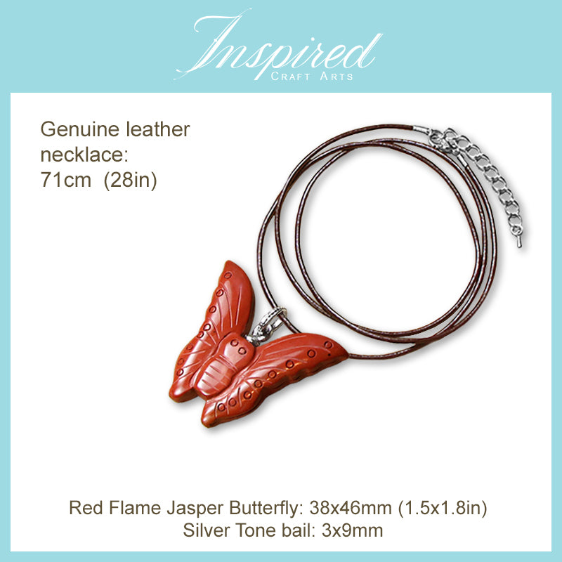 Red Flame Jasper Butterfly pendant necklace | InspiredCraftArts