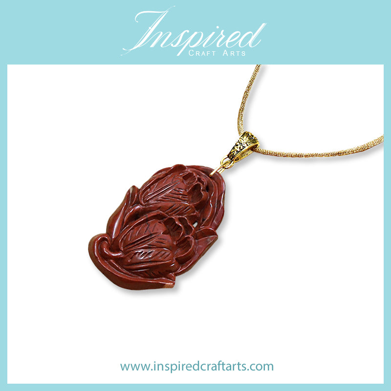 Red Jasper Tulips pendant sweater necklace | InspiredCraftArts
