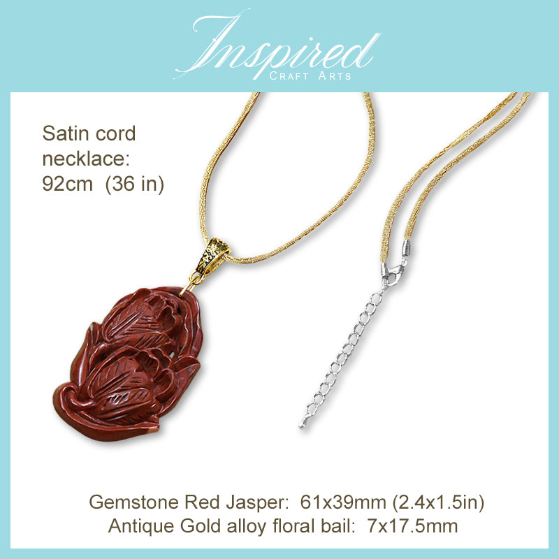 Red Jasper Tulips pendant sweater necklace | InspiredCraftArts