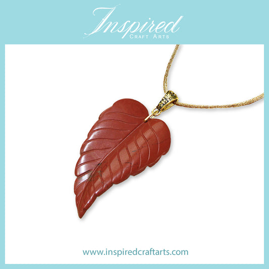 Red Jasper Leaf pendant sweater necklace | InspiredCraftArts