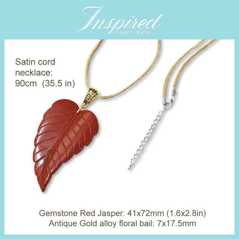 Red Jasper Leaf pendant sweater necklace | InspiredCraftArts