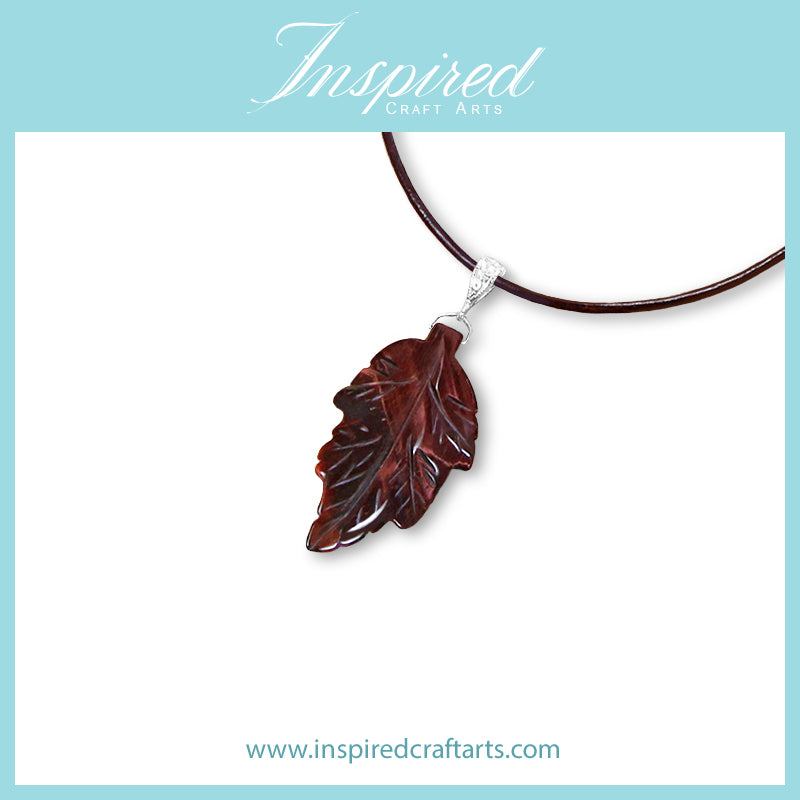 Red Tiger's Eye carved Leaf pendant necklace | InspiredCraftArts