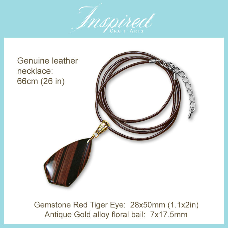 Red Tiger's Eye Kite shape pendant necklace | InspiredCraftArts