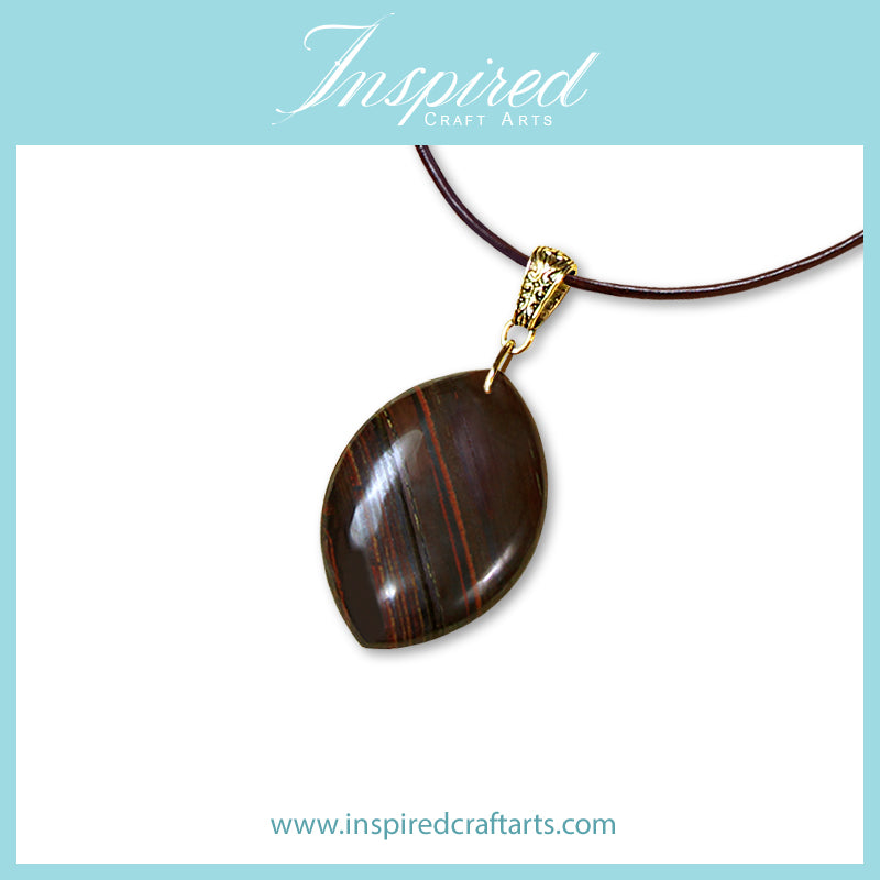Red Tiger Iron Marquise pendant necklace | InspiredCraftArts