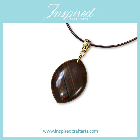 Red Tiger Iron Marquise pendant necklace | InspiredCraftArts