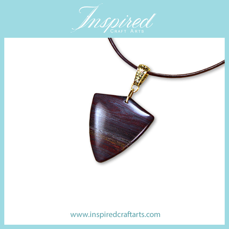 Red Tiger Iron Shield shape pendant necklace | InspiredCraftArts