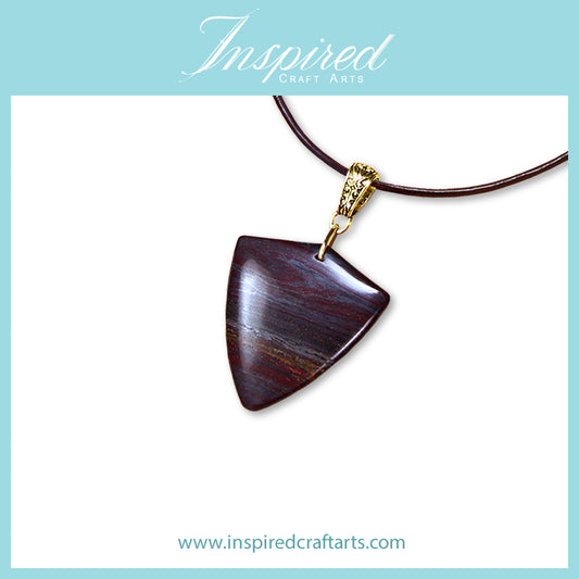 Red Tiger Iron Shield shape pendant necklace | InspiredCraftArts