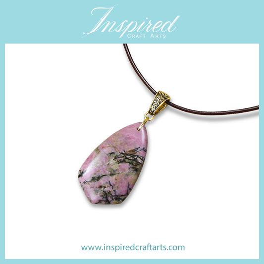 Rhodonite Kite shape pendant necklace | InspiredCraftArts