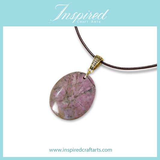 Rhodonite Oval shape pendant necklace | InspiredCraftArts