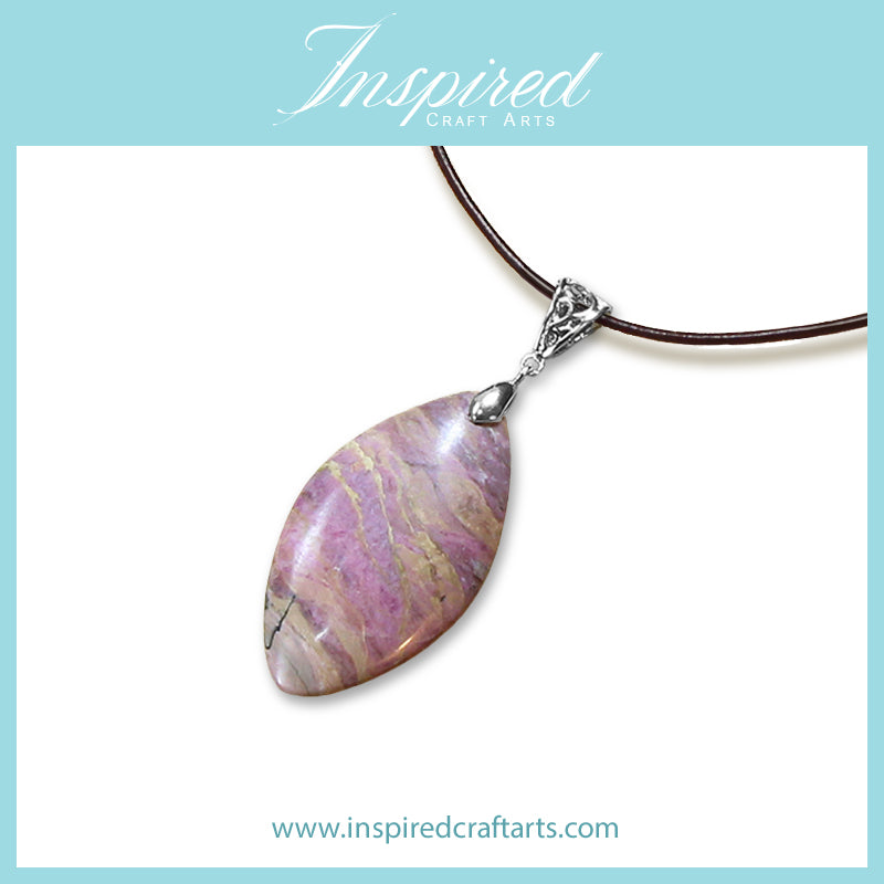 Rhodonite Marquise pendant necklace | InspiredCraftArts