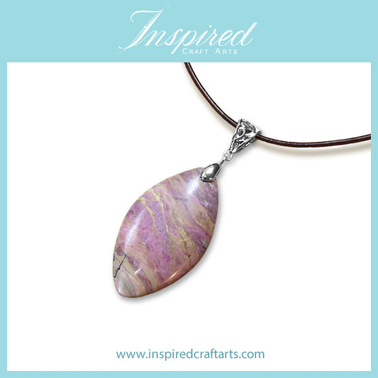Rhodonite Marquise pendant necklace | InspiredCraftArts