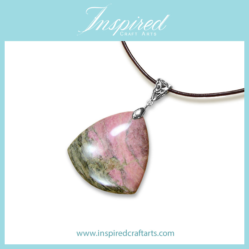 Rhodonite Triangle shape pendant necklace | InspiredCraftArts