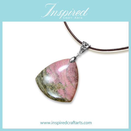 Rhodonite Triangle shape pendant necklace | InspiredCraftArts