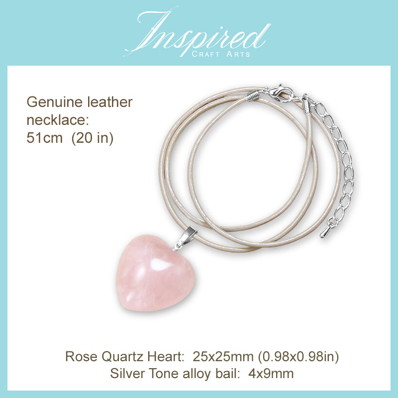 Rose Quartz Heart pendant necklace | InspiredCraftArts