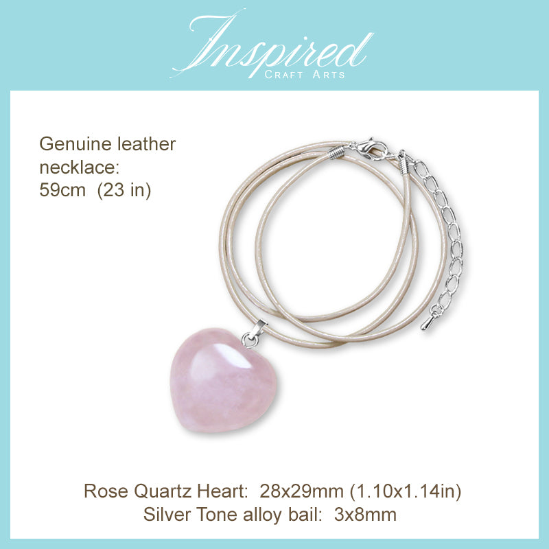 Rose Quartz Heart pendant necklace | InspiredCraftArts