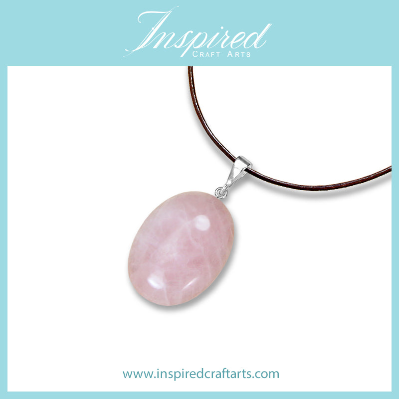 Rose Quartz Oval pendant necklace | InspiredCraftArts