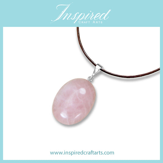 Rose Quartz Oval pendant necklace | InspiredCraftArts
