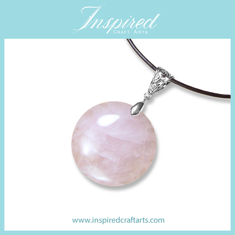 Rose Quartz Round pendant necklace | InspiredCraftArts