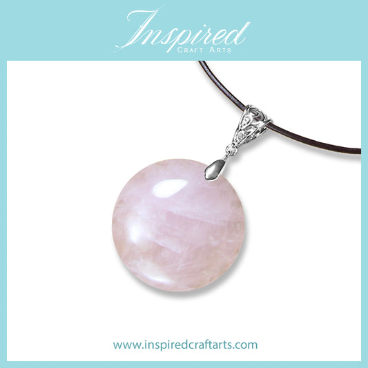 Rose Quartz Round pendant necklace | InspiredCraftArts