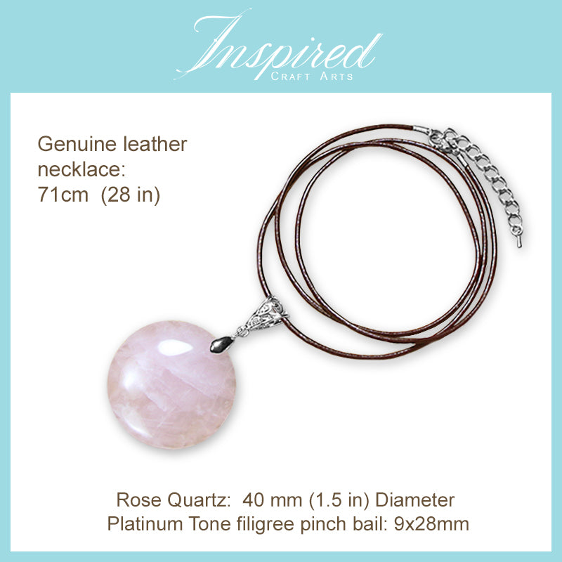 Rose Quartz Round pendant necklace | InspiredCraftArts