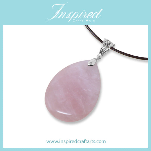 Rose Quartz Drop pendant necklace | InspiredCraftArts