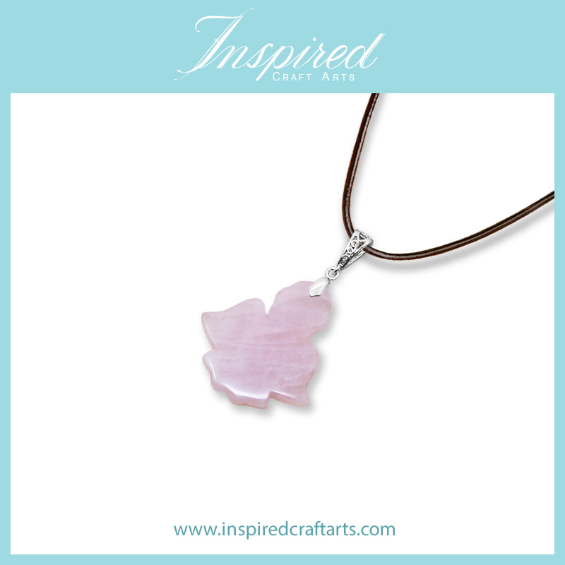 Rose Quartz carved Angel pendant necklace | InspiredCraftArts