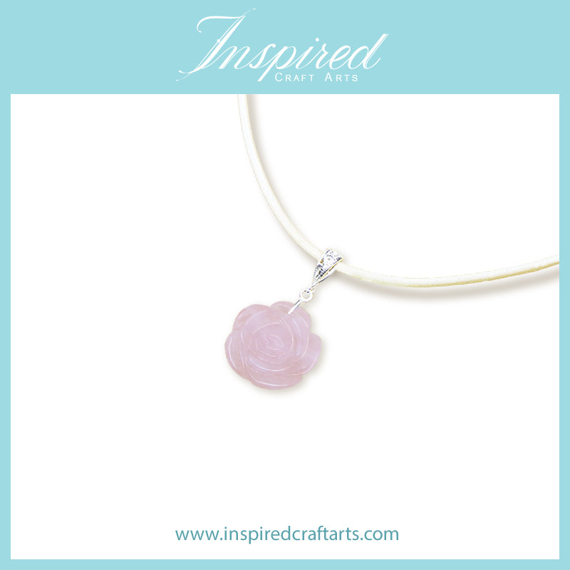 Rose Quartz carved Rose pendant necklace | InspiredCraftArts