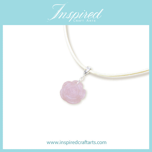 Rose Quartz carved Rose pendant necklace | InspiredCraftArts