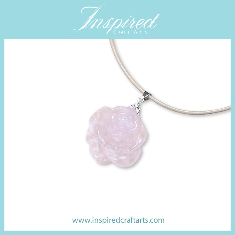Rose Quartz carved Rose pendant necklace | InspiredCraftArts