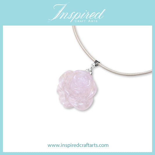 Rose Quartz carved Rose pendant necklace | InspiredCraftArts