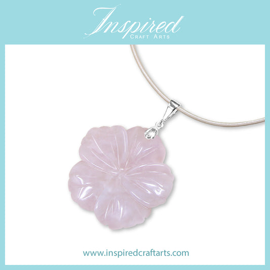 Rose Quartz carved Flower pendant necklace | InspiredCraftArts