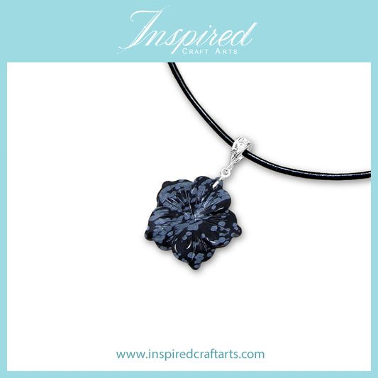 Snowflake Obsidian Flower pendant necklace | InspiredCraftArts