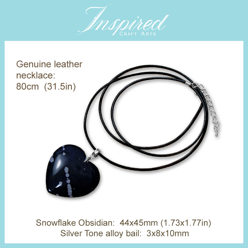 Snowflake Obsidian Heart pendant necklace | InspiredCraftArts