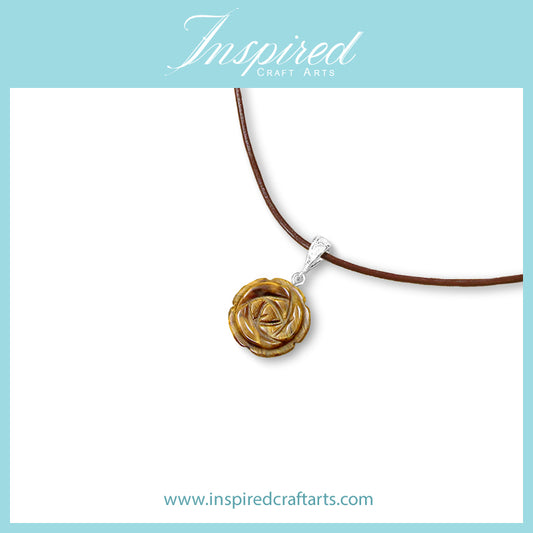 Tiger's Eye carved Rose pendant necklace | InspiredCraftArts
