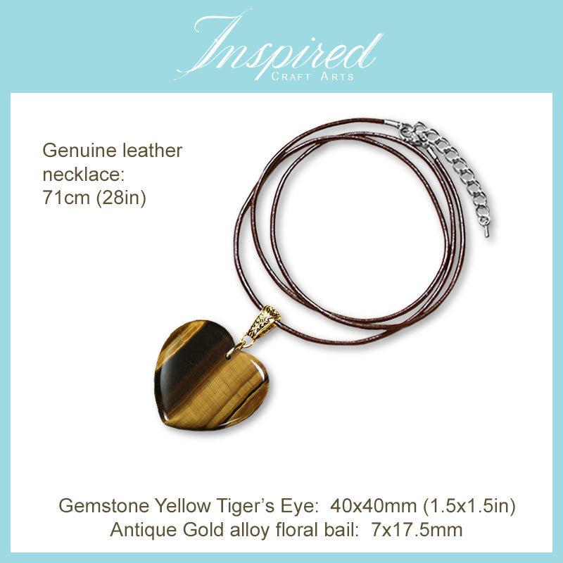 Tiger's Eye Heart pendant necklace | InspiredCraftArts