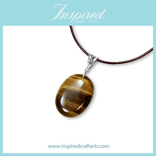 Tiger's Eye Oval shape pendant necklace | InspiredCraftArts