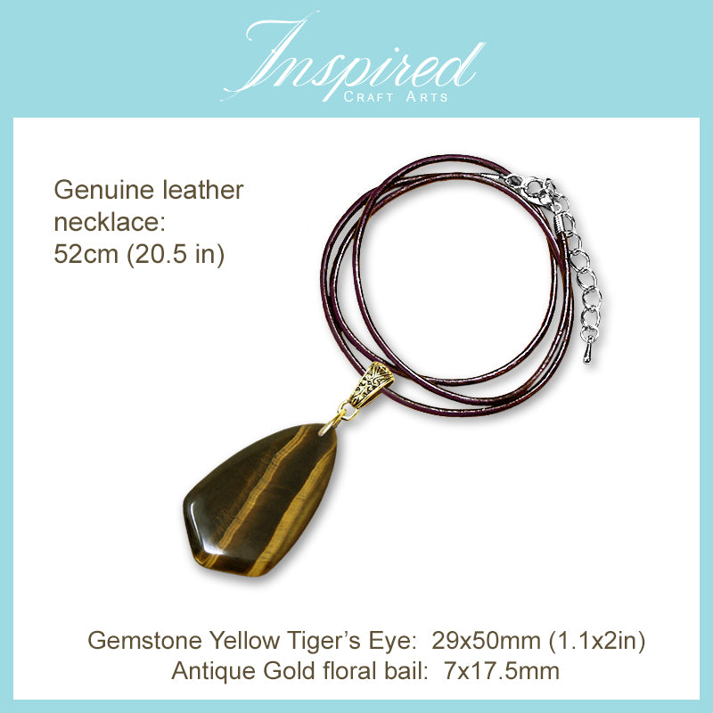 Tiger's Eye Kite shape pendant necklace | InspiredCraftArts