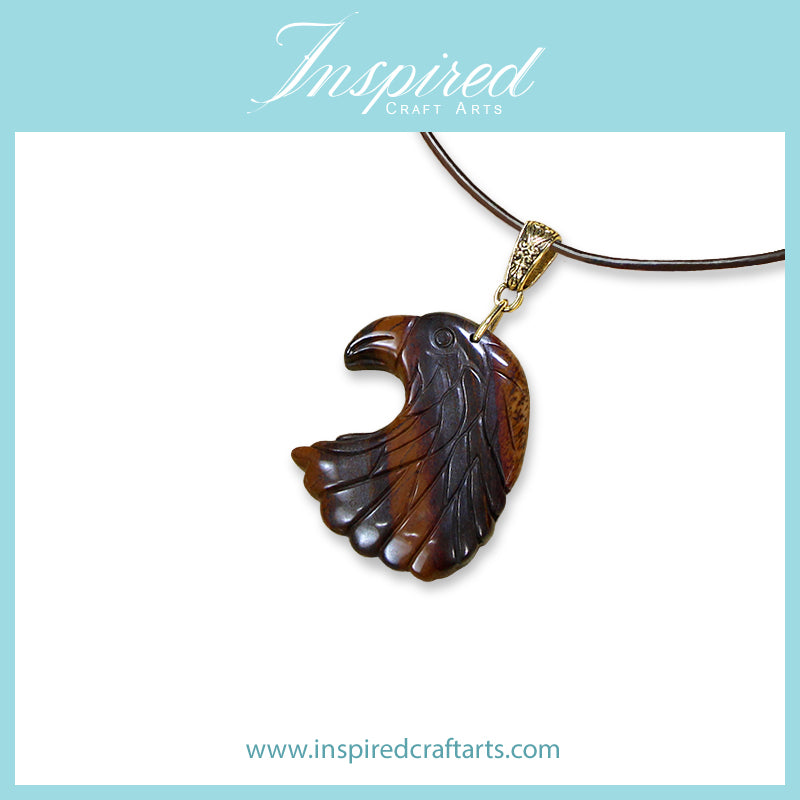 Red Tiger Iron Eagle Head pendant necklace | InspiredCraftArts