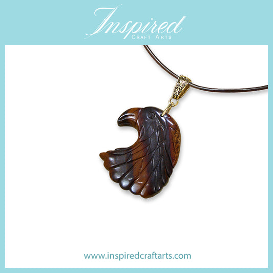 Red Tiger Iron Eagle Head pendant necklace | InspiredCraftArts