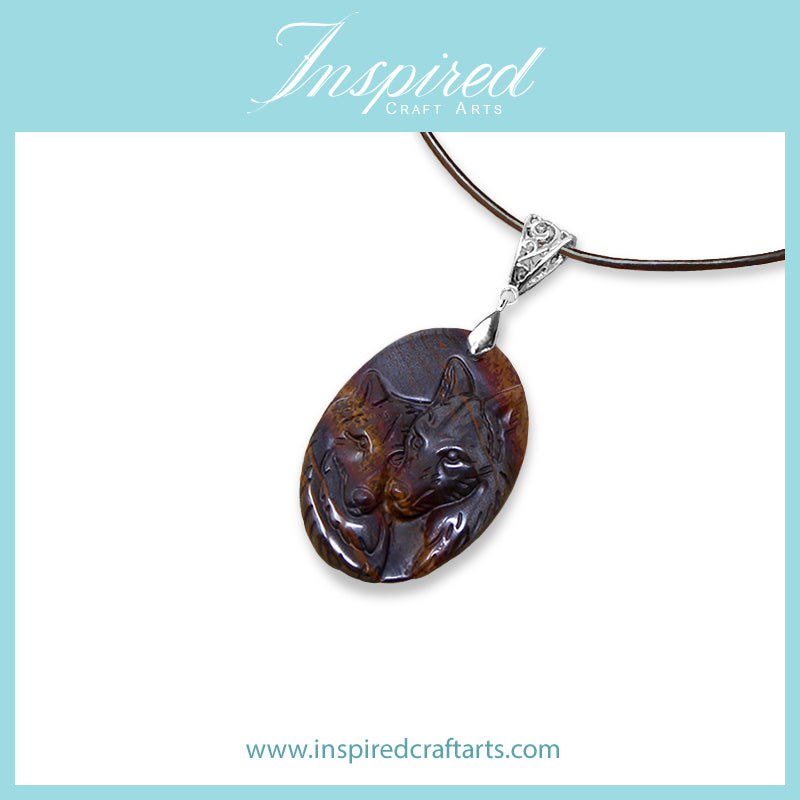 Red Tiger Iron Wolves pendant necklace | InspiredCraftArts