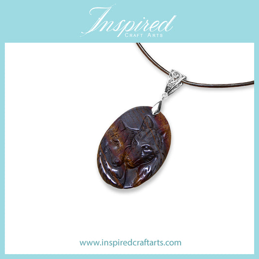 Red Tiger Iron Wolves pendant necklace | InspiredCraftArts