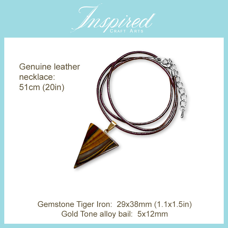 Tiger Iron Triangle pendant necklace | InspiredCraftArts