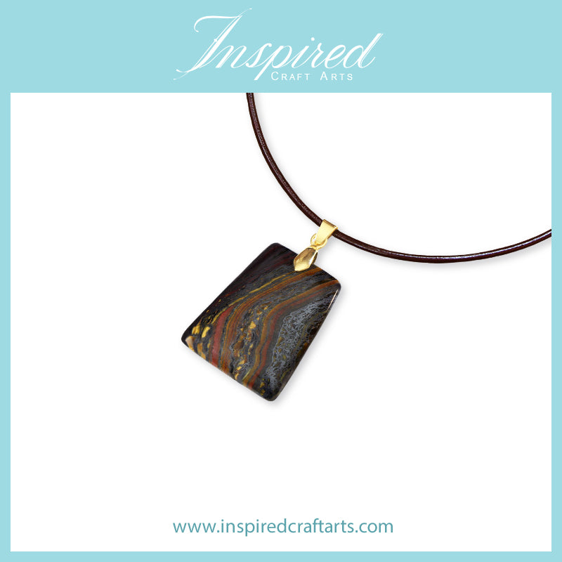 Tiger Iron Trapeze pendant necklace | InspiredCraftArts
